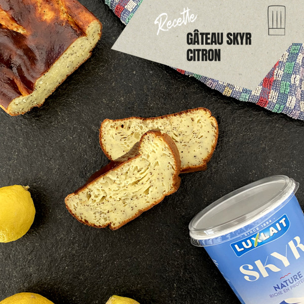Gâteau skyr citron pavot avec Luxlait