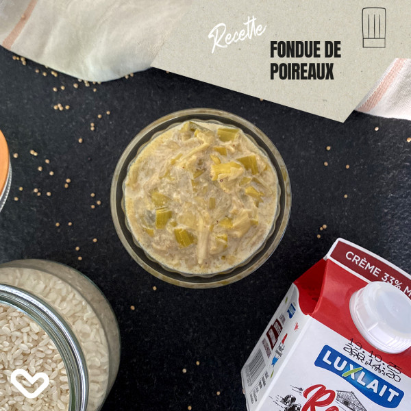 Une fondue de poireaux avec Luxlait