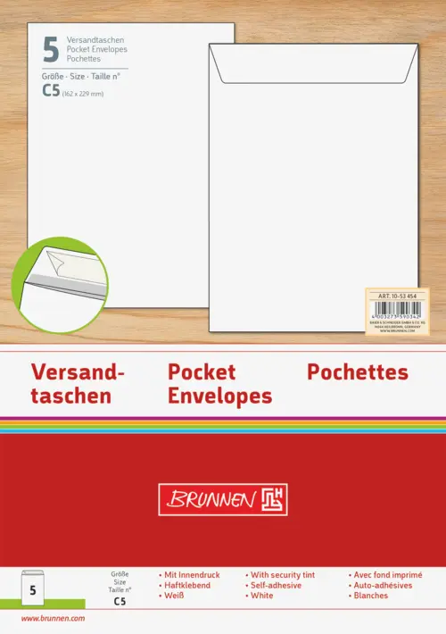 Enveloppe 162X229MM Blanches 5PC