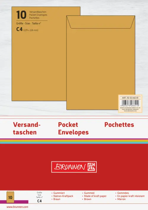 Enveloppe 229X324MM Brun 10PC