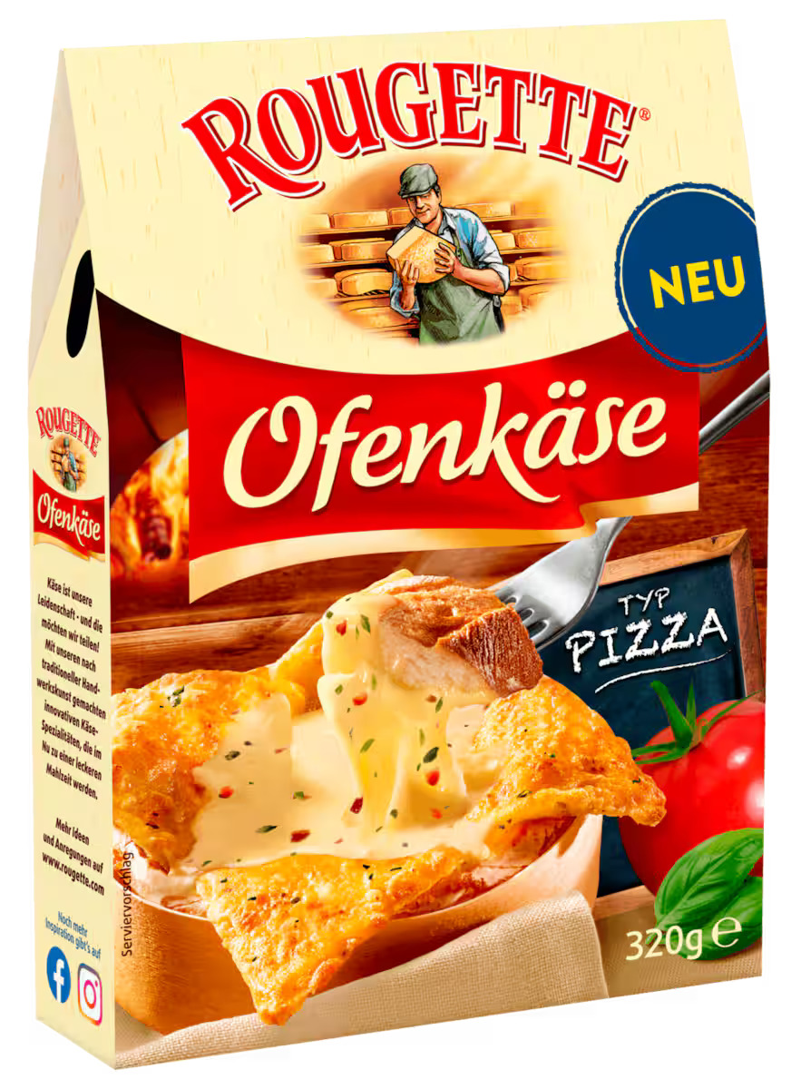 Rougette baked cheese type pizza