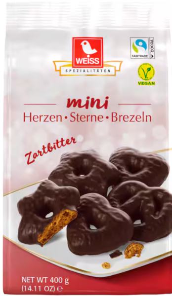 Mini Herzen/Sterne/Brezeln Zartbitter